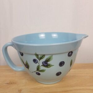 Stonewall Kitchen Melamine Batter Bowl Blue Blueberry Pattern Pour Spout Handle